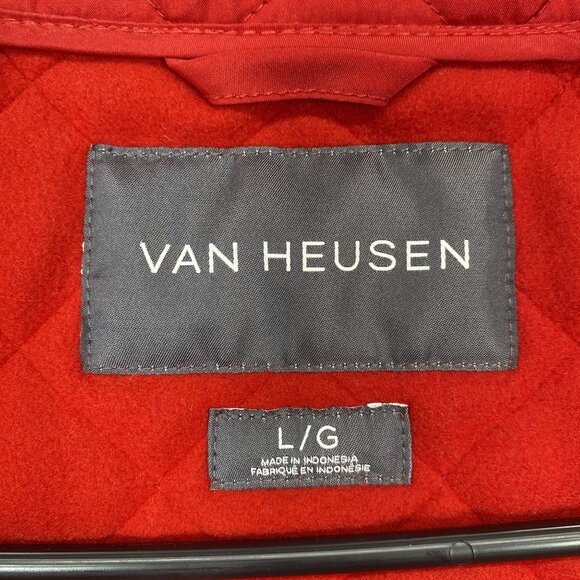 Van Heusen Red Quilted Sleeveless Vest Womens L Polyester Full-Zip Lightweight - Picture 4 of 11